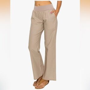 Relaxed Wide-Leg Women's Pants in Beige